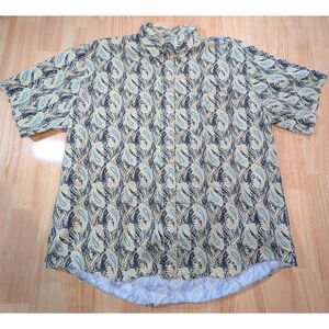 Natural Issue Shirt XL Paisley Print Short Sleeve Button Front Casual